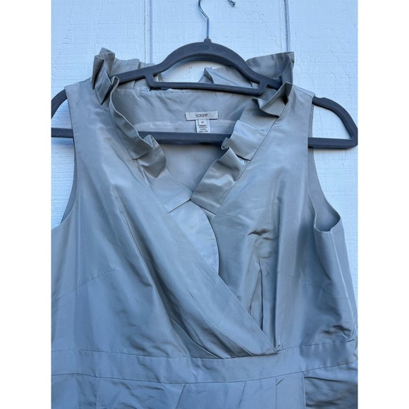 J Crew Silk Sleeveless A Line Dress with Ruffle Neckline, Sz 14, Silver‎ Gray - Picture 3 of 4
